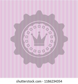 crown icon inside retro pink emblem