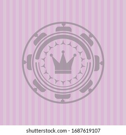 crown icon inside retro style pink emblem