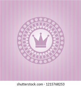 crown icon inside vintage pink emblem