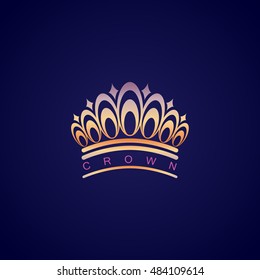 Crown Icon - Isolated On Blue Background. Vector Illustration, Graphic Design. For Web, Websites, Print Material 