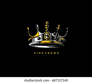 Crown icon, king, queen, rule, dominant, diplomatic, rich, royal, vector illustration