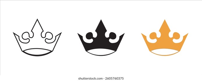 Crown icon in line color and flat style