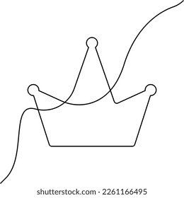 Crown icon line continuous drawing vector. One line Crown king icon vector background. Crown icon. Continuous outline of a Crown icon.