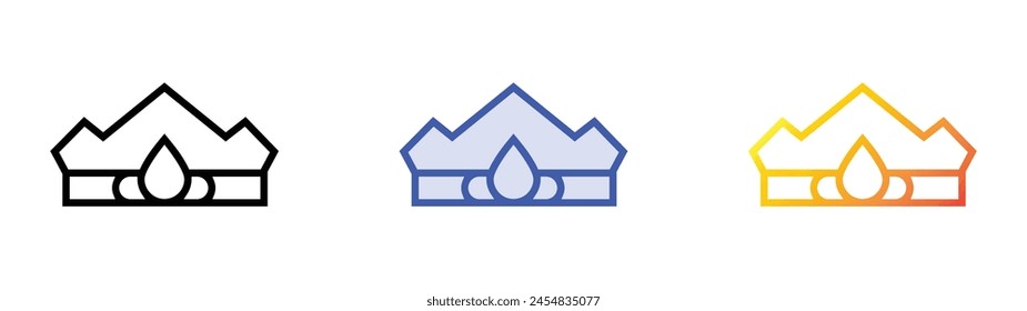 crown icon. Linear, Blue Fill and Gradient Style Design Isolated On White Background
