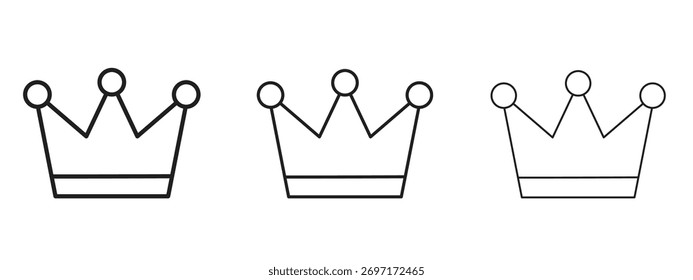 Signo de estilo lineal del icono de la corona para el concepto móvil y el Diseño web.