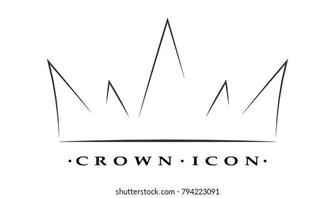 Crown icon in a linear style. Crown silhouette isolated on white background. Vector illustration.