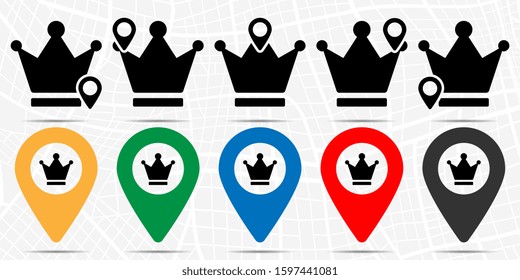 Crown icon in location set. Simple glyph, flat illustration element of web, minimalistic theme icons