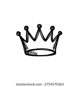 Crown icon logo design. King royal tiara sign and symbol. Hand drawn doodle crown icon. Winner award concept.