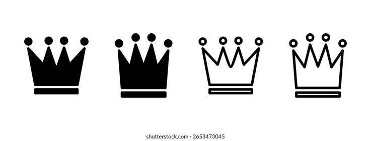 Diseño del logotipo del icono de la corona. signo y símbolo de la corona