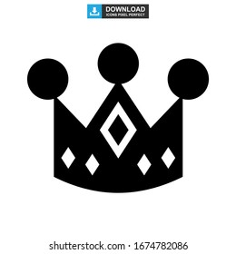 Icono de la corona o logotipo símbolo de signo aislado ilustración vectorial - iconos vectoriales de estilo negro de alta calidad
