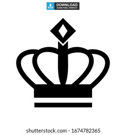 Icono de la corona o logotipo símbolo de signo aislado ilustración vectorial - iconos vectoriales de estilo negro de alta calidad
