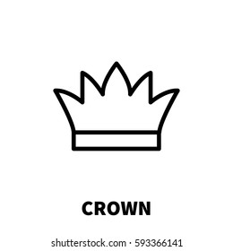 Crown icon or logo in modern line style. High quality black outline pictogram for web site design and mobile apps. Vector illustration on a white background.