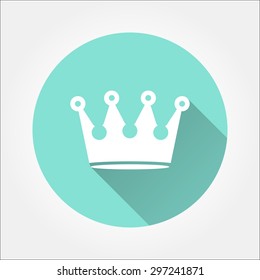 Crown  - icon with long shadow, flat design. Vector illustration.