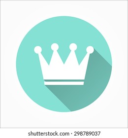 Crown   - icon with long shadow, flat design. Vector illustration.