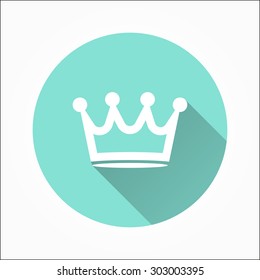 Crown - icon with long shadow, flat design. Vector illustration