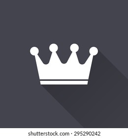 Crown icon with a long shadow on a black background. Vector illustration.