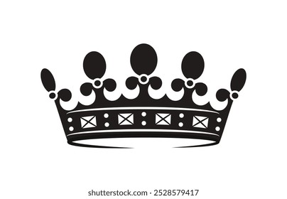 Icono de la corona. Silueta de tiara de lujo. Cascos de la familia imperial real. Logotipo y emblema para la empresa. Aristocracia y monarquía. Ilustración vectorial plana aislada sobre fondo blanco