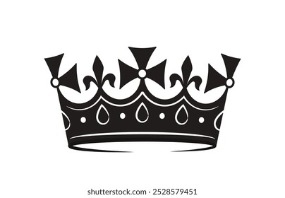 Crown icon. Luxury tiara silhouette. Headdress for royalty. Logotype and emblem. Historical symbol of power and authority. Flat vector illustration isolated on white background