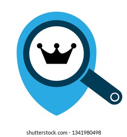 crown icon and map pin. logo concept. Designed for your web site design, logo, app, UI