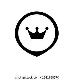 crown icon and map pin. logo concept. Designed for your web site design, logo, app, UI