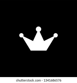 Crown Icon On Black Background. Black Flat Style Vector Illustration.