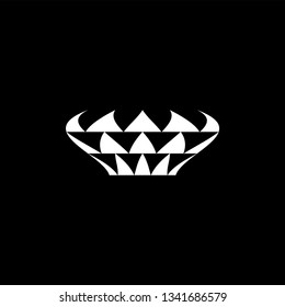 Crown Icon On Black Background. Black Flat Style Vector Illustration.