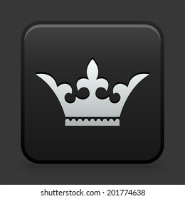 Icono de la corona en botón blanco y negro 