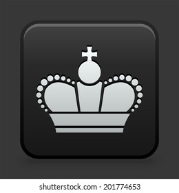 Crown Icon on Black and White Button 