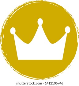 Crown icon on circle background. Vector illustration. 