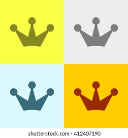 Crown Icon on Four Different Backgrounds. Eps-10.