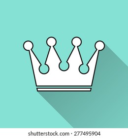 Crown icon on a green background. Vector illustration, flat design. 