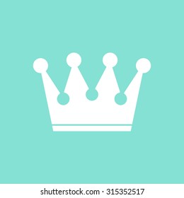 Crown  icon on a green background, flat design. Vector illustration.