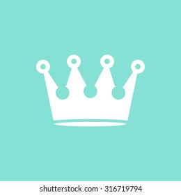Crown  icon  on green background. Vector illustration.