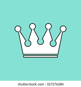 Crown  icon  on green background. Vector illustration.