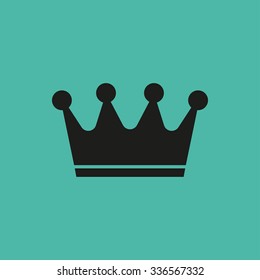 Crown  icon  on green background. Vector illustration.