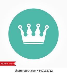 Crown  icon  on green background. Vector illustration.