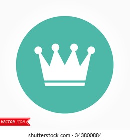 Crown  icon  on green background. Vector illustration.