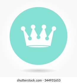 Crown  icon  on green background. Vector illustration.
