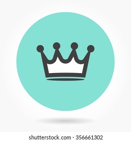 Crown  icon  on green background. Vector illustration.