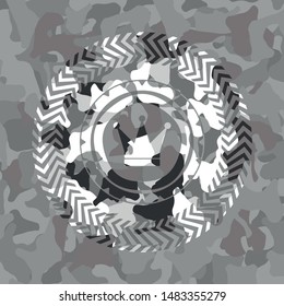 crown icon on grey camouflage pattern