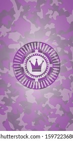 crown icon on pink camo texture