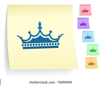 Crown Icon on Post It Note Paper Collection Original Illustration