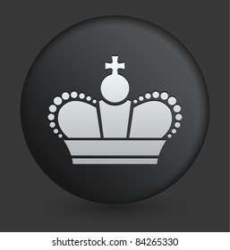 Crown Icon on Round Black Button Collection Original Illustration
