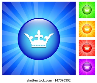 Crown Icon on Round Button with Blue Glow