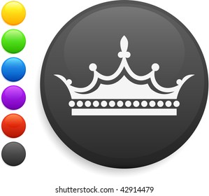 crown icon on round internet button original vector illustration 6 color versions included