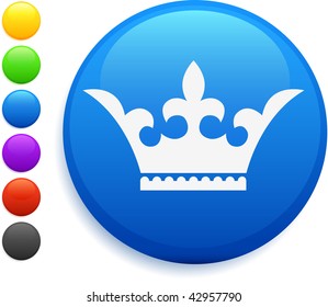 icono de la corona botón de internet redondo ilustración vectorial original 6 versiones de color incluidas