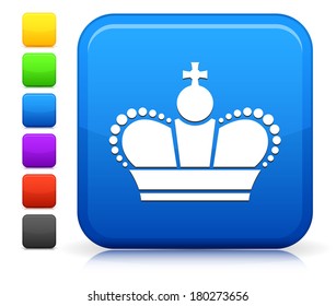 Crown Icon on Square Internet Button Collection