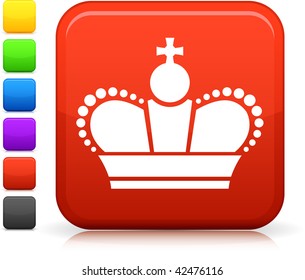 Crown icon on square internet button  Six color options included.