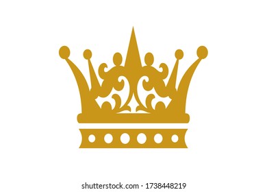 Crown icon on a white background, gold color, vector image