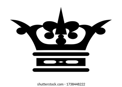 Crown icon on a white background, black color, vector art